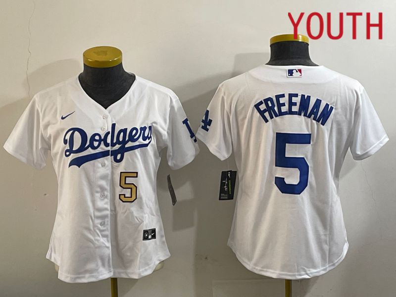Youth Los Angeles Dodgers #5 Freeman White Game 2024 Nike MLB Jersey style 11205->youth mlb jersey->Youth Jersey